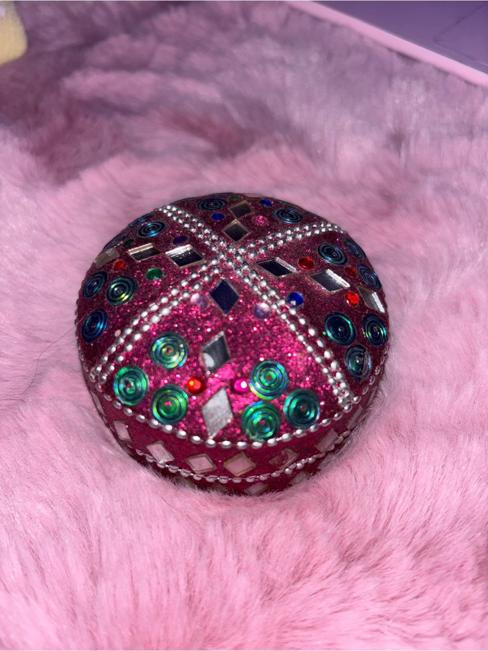 Indian mirror beaded trinket jewelry box